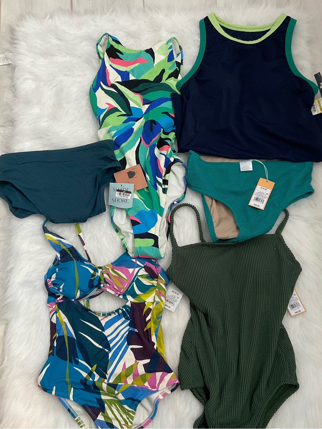 Designer Quality Mixed Women's Swimwear Bundle - Navy, Teal, Green, Multicolor